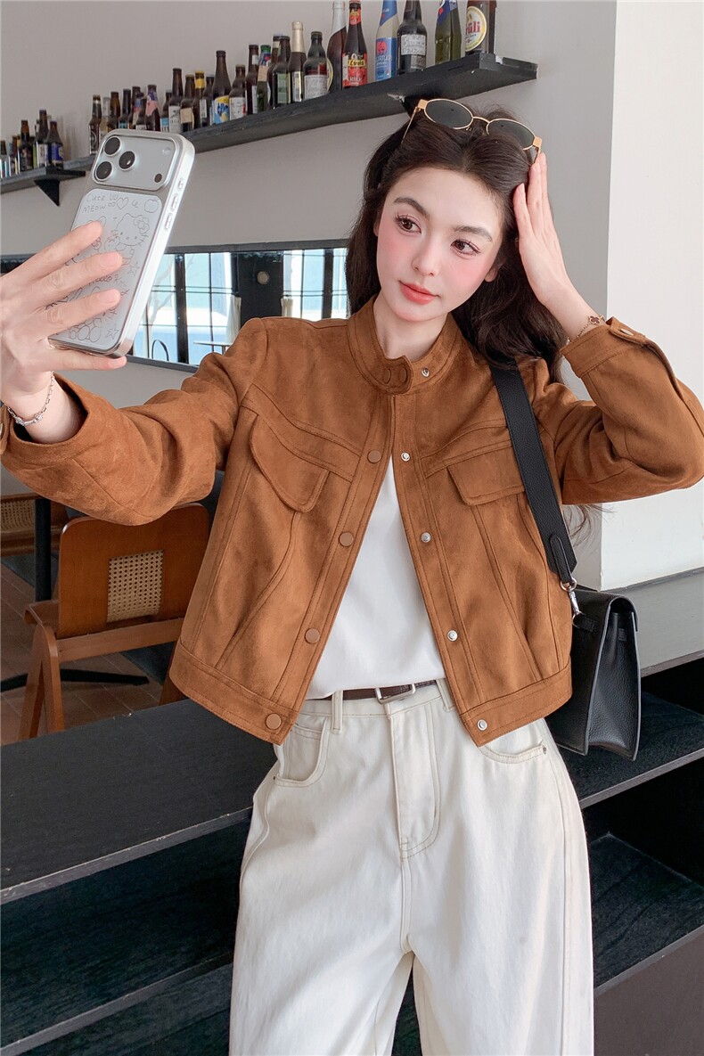已出货春装新款~麂皮绒外套女1楼南36-39吾爱衣-A7703-P145-K258,女装短外套,1C083