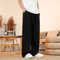 新中式亚麻裤子特大码8XL-M宽松棉麻裤直筒长裤休闲裤KZ1961/P55，男装休闲裤，电商B238