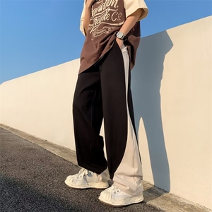 拼接撞色直筒阔腿潮流长裤2024春季新款韩版宽松休闲裤 K6117-P36图片