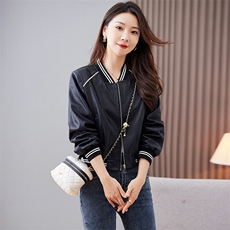 欧货皮衣外套女机车服短款上衣2023秋季新款pu皮棒球服夹克潮ins，女装皮衣，江南女神