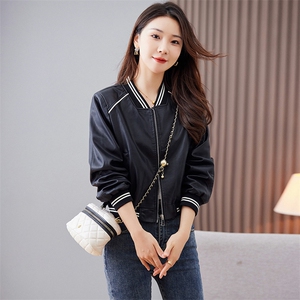 欧货皮衣外套女机车服短款上衣2023秋季新款pu皮棒球服夹克潮ins图片