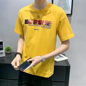 2021夏装店主风印花纯棉T恤男短袖圆领宽松t恤B248-NS9044-P35图片