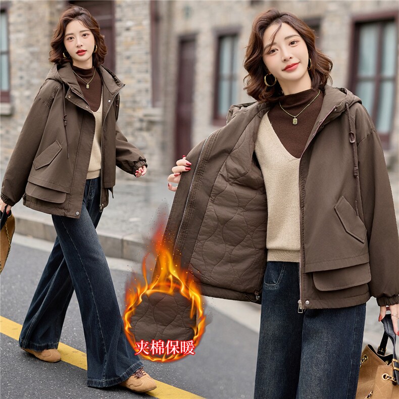 【2025冬季新款】大量现货时尚休闲连帽加棉派克服棉服，女装派克服，缘衣格