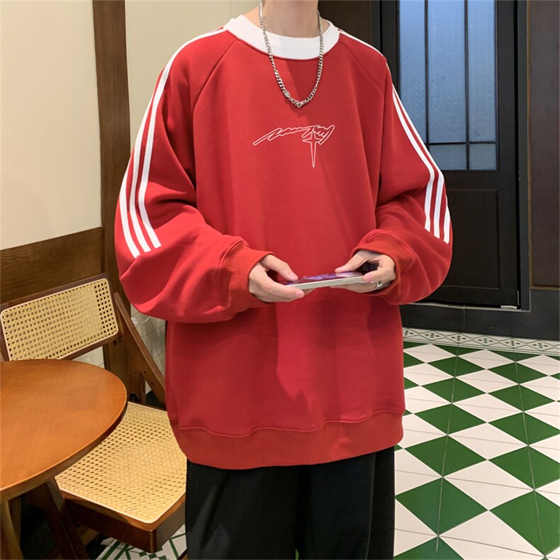 美式三杠条纹复圆领卫衣秋冬男女宽松长袖SW2455-P45控6850棉,男装卫衣,电商B370