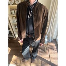 得物品质秋款男夹克衫麝皮绒复合立领外套JK0032P80，男装夹克，星座1013-1