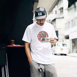 纯棉2026夏季新款男士潮流印花大码短袖T恤打底衫1210-2-9926-P15图片