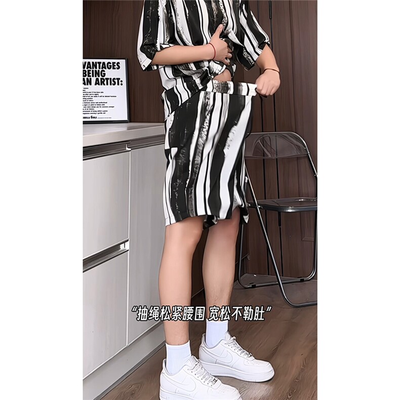 短袖衬衫男+短裤男套装男100%聚酯纤维M-5XL大码TZ78718P50控98,男装牛仔裤,星座226-1