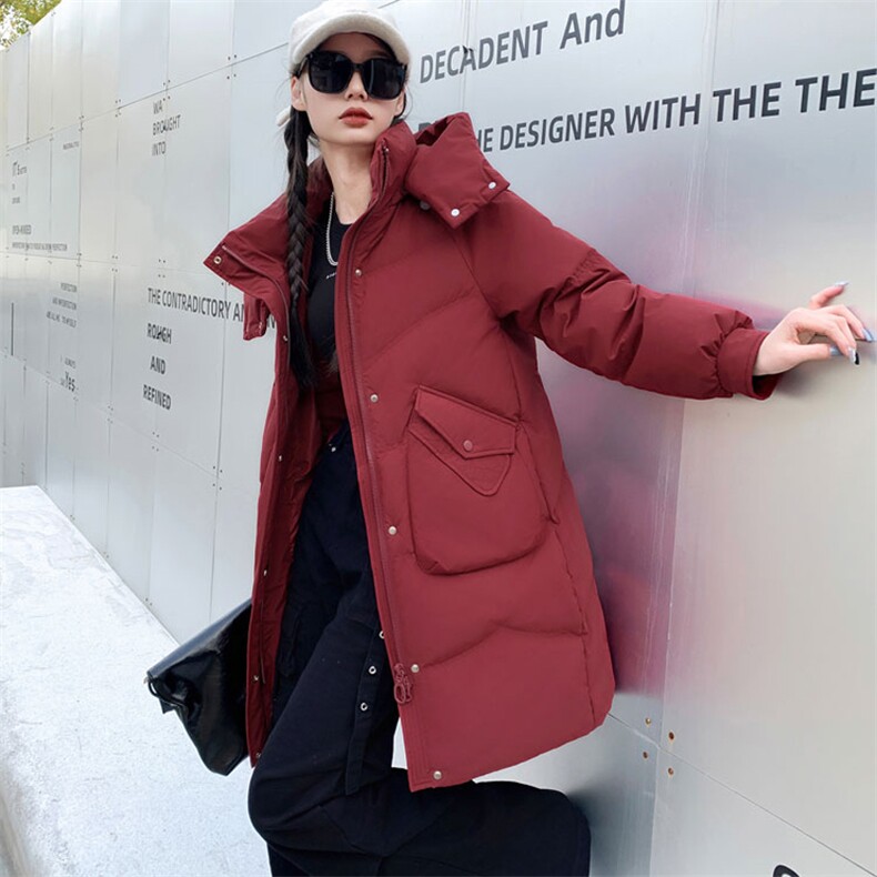 羽绒服女冬季新款情侣户外韩版宽松休闲过膝白鸭绒保暖羽绒服女男，女装羽绒服，灵动羽绒服工厂