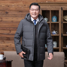 中老年连帽羽绒服男爸爸装冬季新款中年男士商务休闲厚款保暖外套，男装羽绒服，电商B212（原钱塘6029）