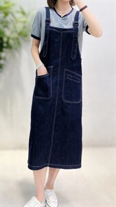 夏季新款 两件套牛仔背带连衣裙,女装连衣裙,唯她