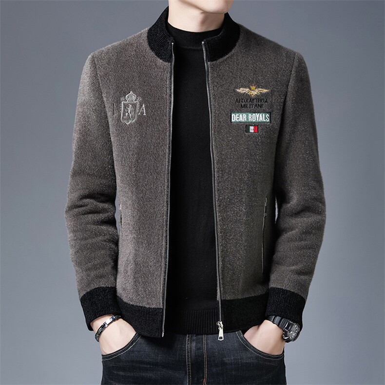 B-N8859男士2023年秋季新款长袖休闲青年雪尼尔立领夹克外套P168图片