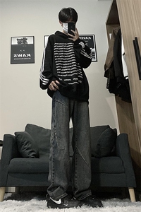 港风日系复古宽松潮流百搭阔腿休闲牛仔裤 XZ213-NZBZ03-P60控78图片