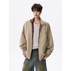 美式复古棒球服外套男春秋季潮牌拉链立领夹克宽松上衣服JK005，男装夹克，电商B312
