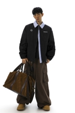 条纹撞色领字母刺绣大码M-5XL夹克男聚酯纤维JK78080P69控98，男装夹克，星座227-7