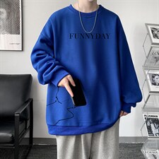 华夫格卫衣圆领卫衣男大码长袖t恤男外套HW76149-P30加绒款-P40，男装卫衣，电商A040