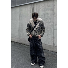 美式水洗迷彩毛领连帽夹克棉服冬季加厚座山雕外套男女MF2219，男装夹克，星座1116A（原606A-3）