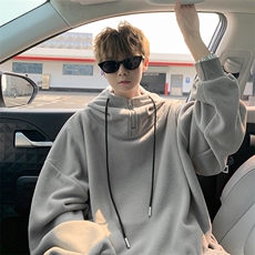 8XL-M大码摇粒绒卫衣套头连帽半拉链宽松美式复古外套WY9103/P68，女装短外套，电商B238