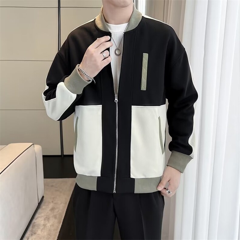 男士外套春秋季2024新款潮痞帅拼色高端时尚休闲棒球服夹克 JK009图片