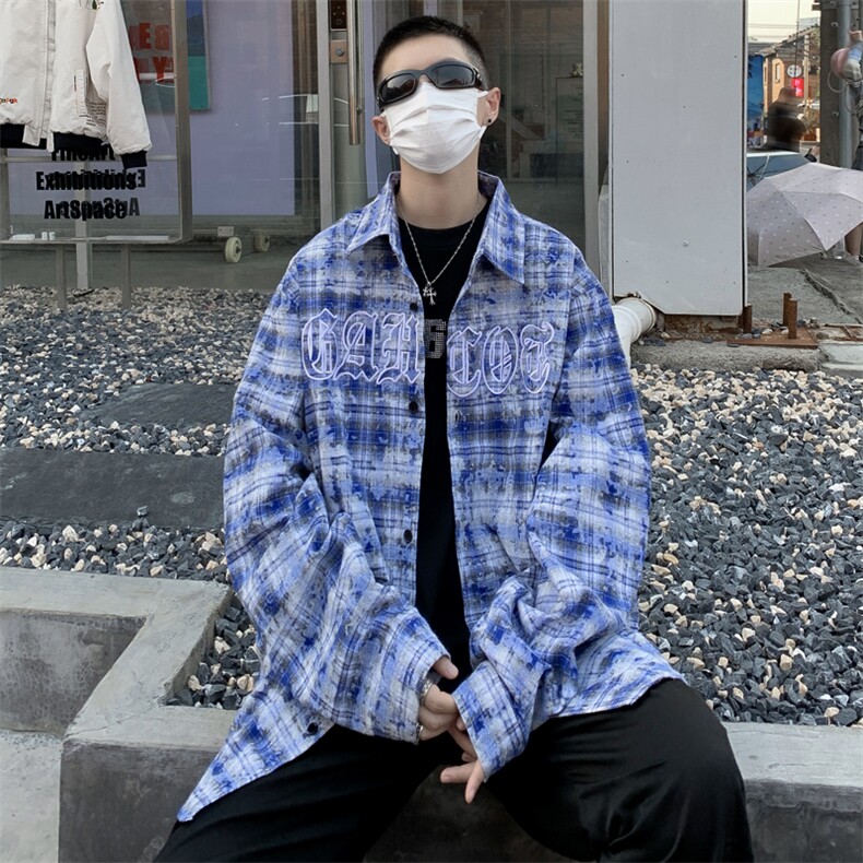 S138-P40美式街头痞帅刺绣长袖衬衫,男装衬衫,星座1501-1