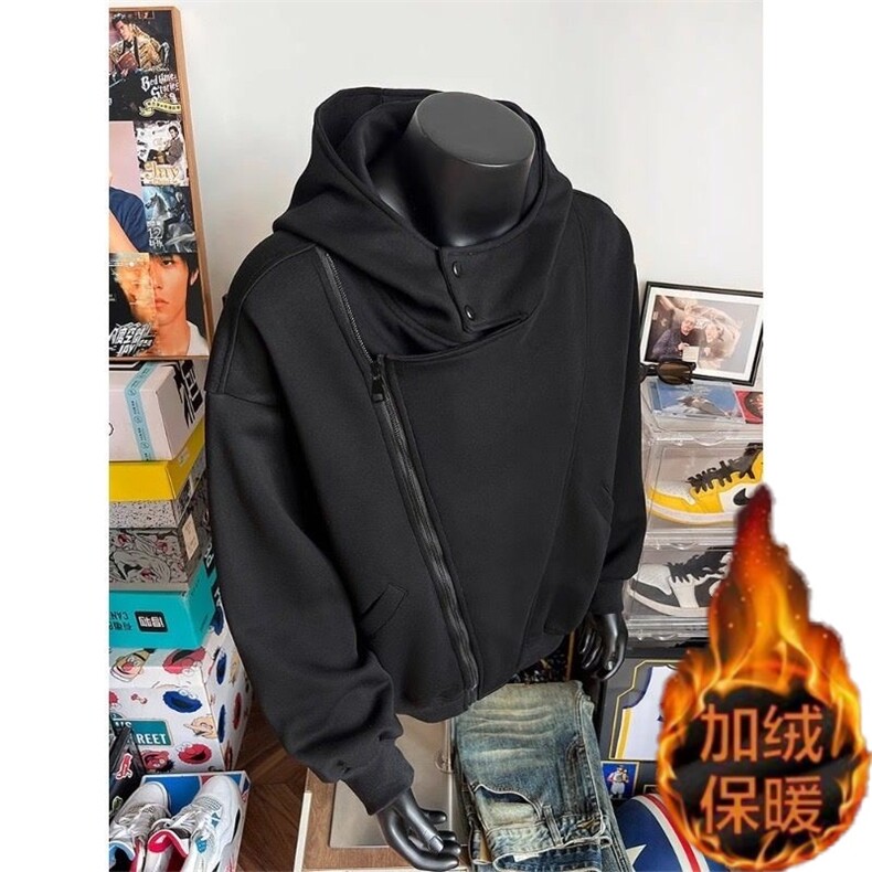1605-1/WW631/P69设计感双拉链开衫卫衣男秋冬季潮牌百搭外套,女装短外套,星座1506