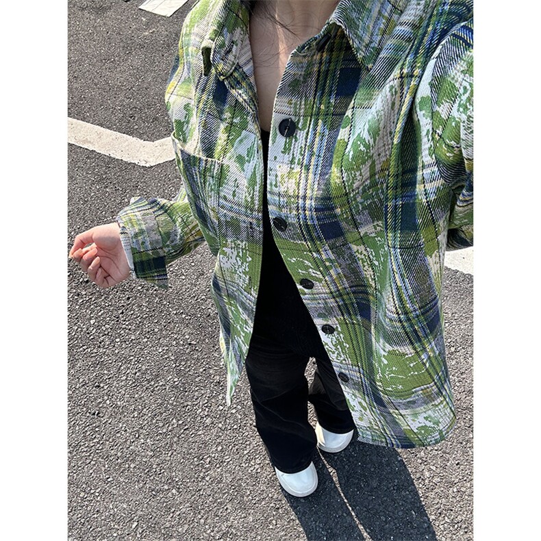 美式高街潮流格子衬衫潮牌宽松休闲上衣A086-CS2201-特批价30,男装衬衫,电商基地A086