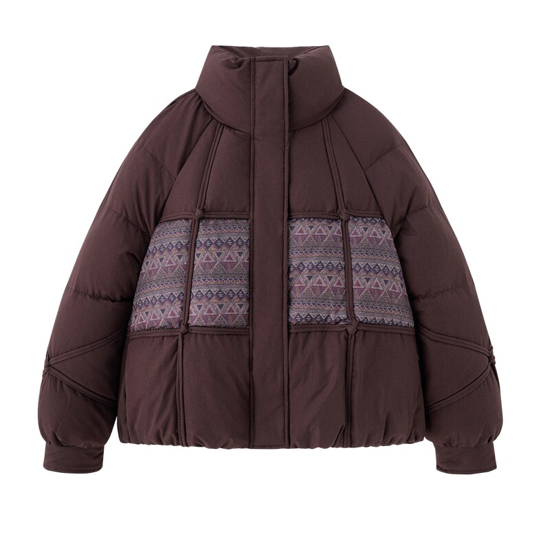 休闲立领拼接宽松短款羽绒服女加厚保暖2025冬季新款,女装羽绒服,余墨