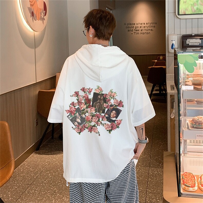 DSA028-MQA22L121P38夏季复古潮牌连帽工装短袖男百搭休闲卫衣,男装T恤,电商A028