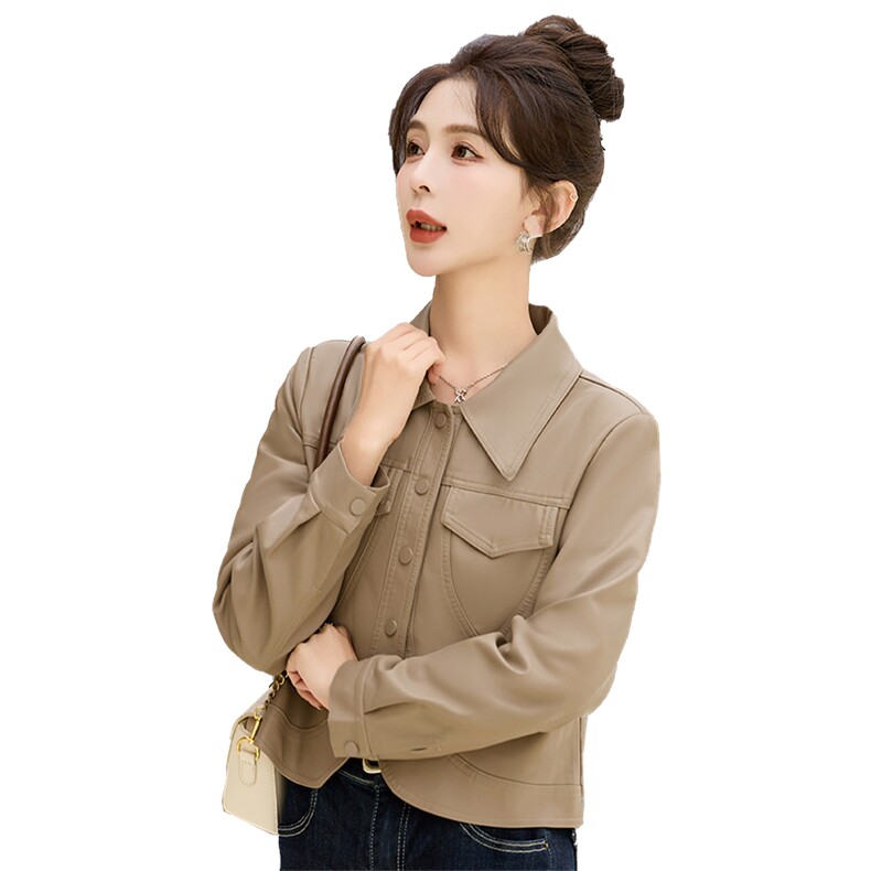 24年春装新款现货时尚皮衣小外套,女装皮衣,1C078