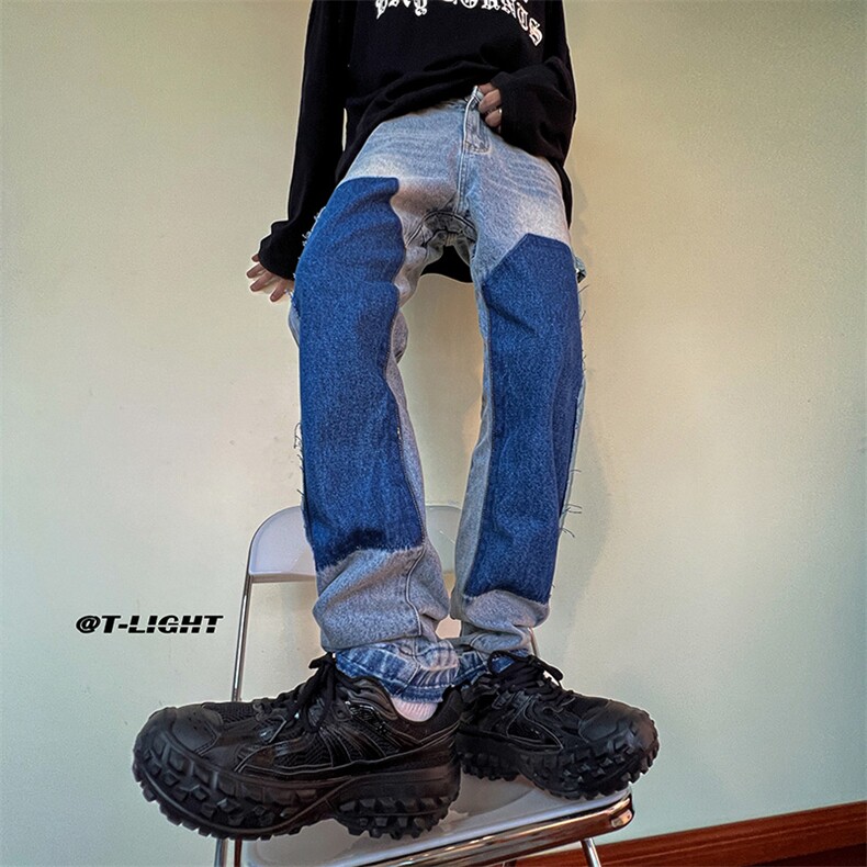 B2212022秋冬新款美式ins高街小众修身牛仔裤LK22078-P65控88,男装牛仔裤,电商B221