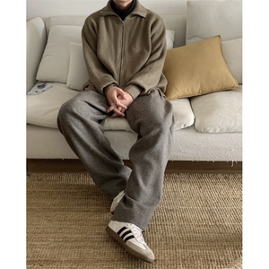 极简百搭双拉链头两穿高领/翻领开衫针织毛衣男MF66 P60图片