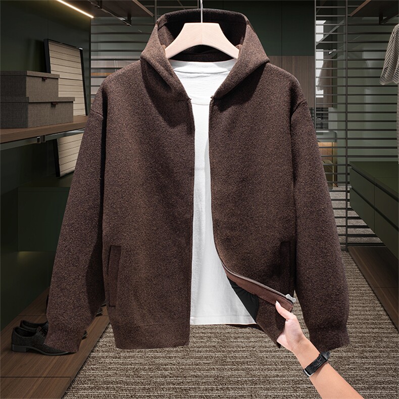 秋冬新款男士针织开衫连帽百搭休闲青年长袖外套开衫潮，女装短外套，星座914