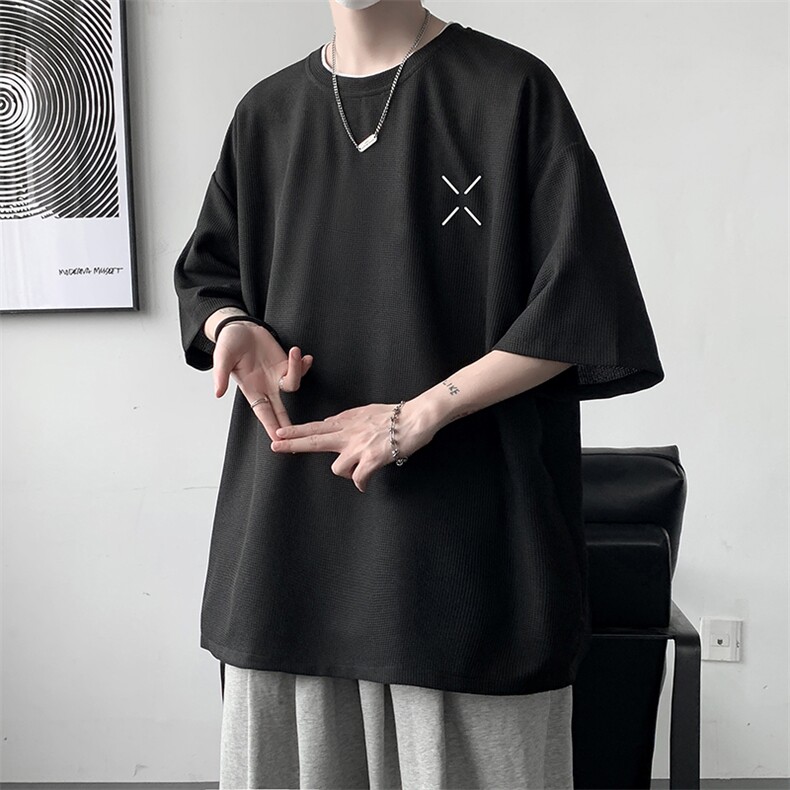华夫格t恤男短袖男大码五分袖大皂风HT73305-P22,男装T恤,电商A040