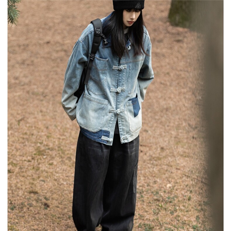 复古流行新中式风初早牛仔外套春秋季女2025新款上衣设计感小众,男装工装外套,星座1210-1