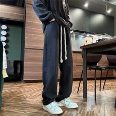 咖色欧美高街vibe裤子抽绳牛仔裤男款oversize美式直筒裤9903-p45，男装牛仔裤，星座1008
