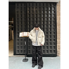 现货5W件冬季三防重磅硬挺boxy短款羽绒立领PU皮棉衣外套加厚棉服，男装棉衣，电商A486