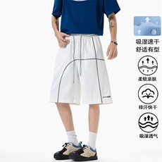 特批P25无差价夏季潮流速干明线冰丝凉感大码轻薄五分裤男DK5845，男装休闲裤，电商A001-1
