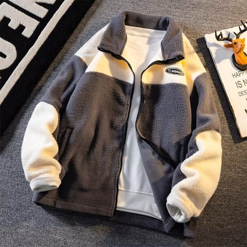 羊羔绒棉衣外套男士冬季2025新款加绒加厚羊羔毛棉服潮流冬装棉袄图片