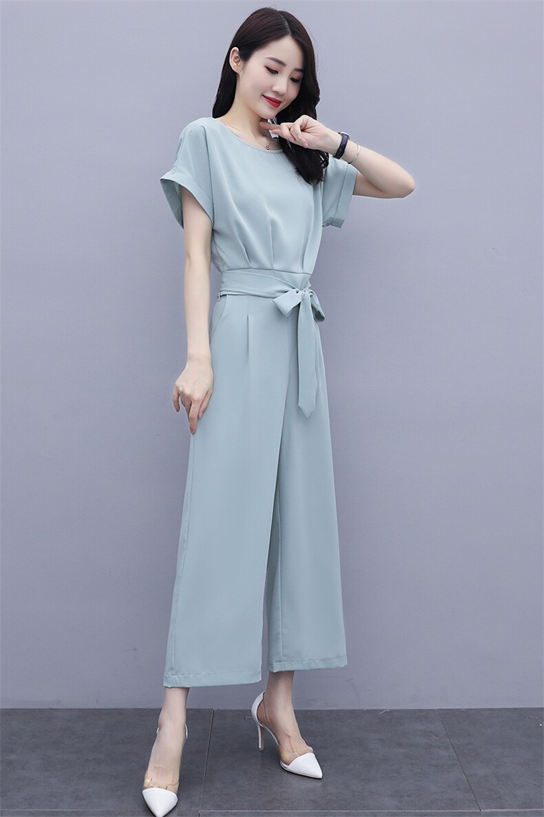 2021年夏季时尚套装直筒裤短袖两件套,女装套装/套裙,丽美静依