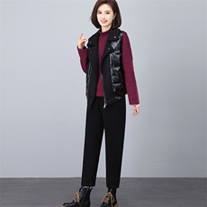 三年不下架2024年时尚新款冬装三件套卫衣加绒加绒皮毛一体马甲女，女装套装/套裙，璐依舞
