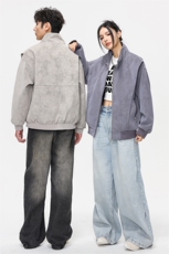 2025秋冬休闲百搭纯色立领皮衣夹克外套男女同款XY2518-P98，男装皮衣，星座717