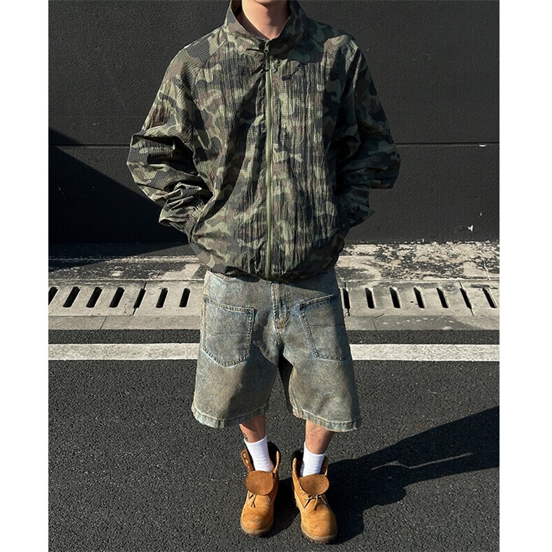 尼龙速干迷彩防晒衣男夏季潮牌防紫外线冰丝凉感宽松情侣立领外套,男装夹克,电商B327