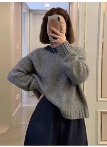 秋冬简约气质纯色羊毛衫女减龄毛衣针织打底衫图片