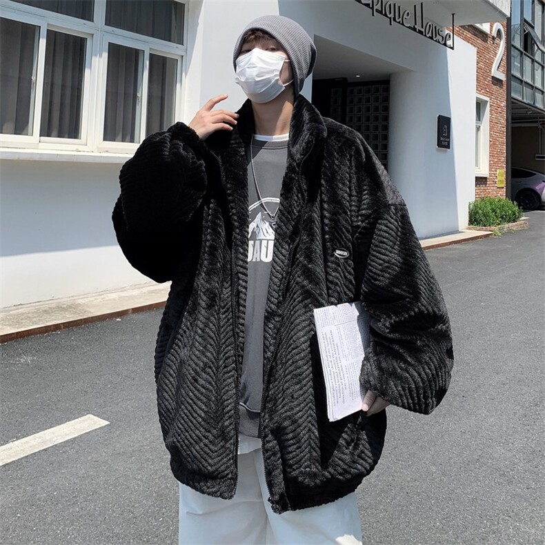 冬季新款兔毛外套男潮牌高街痞帅情侣休闲加厚保暖棉衣棉袄Y92,男装棉衣,星座506