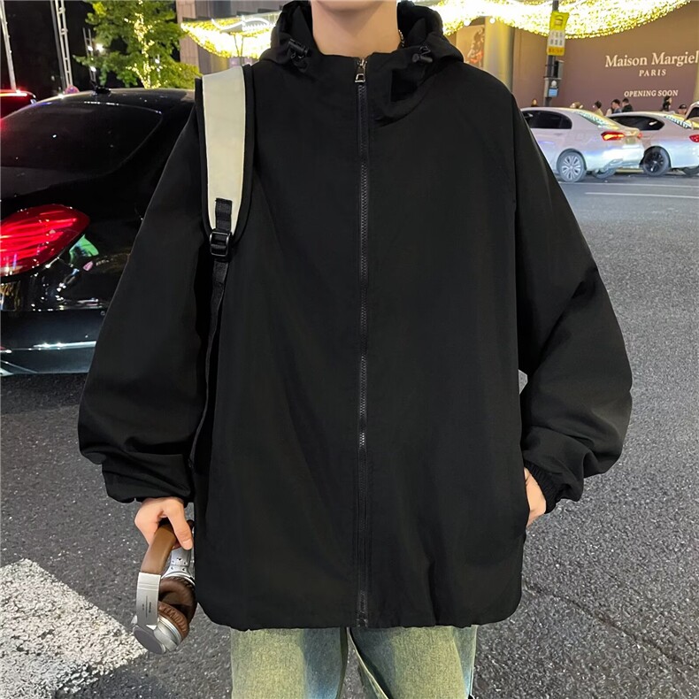 C411-P53外套男春秋短款夹克2025新款男士长袖连帽夹克百搭,男装夹克,电商B323A