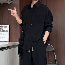 C9090/P40新款长袖衬衫男简约纯色大码休闲痞帅衬衣百搭上衣，男装衬衫，电商A141