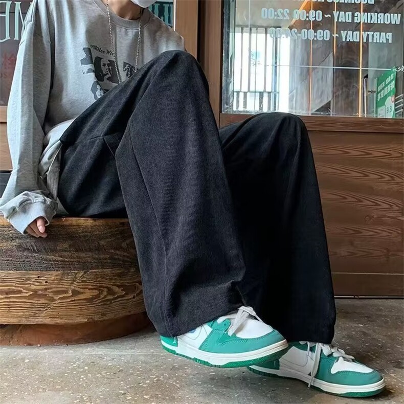 垂感裤子男秋冬款高级感美式复古直筒裤秋季男款休闲长裤运动卫裤图片
