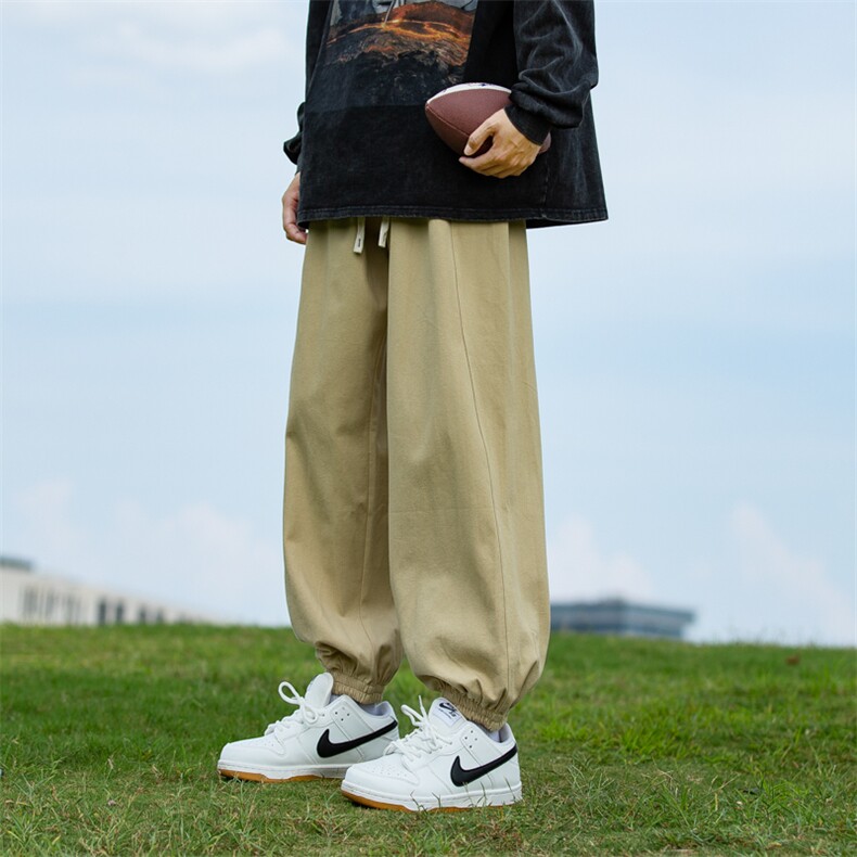 春秋款纯棉束脚休闲长裤男士宽松潮牌九分运动工装卫裤子,男装休闲裤,电商A011（原4039）