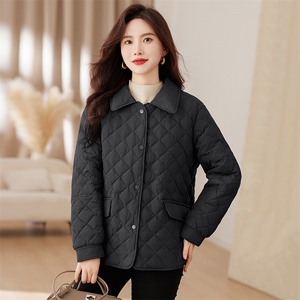 简约百搭白鸭绒羽绒服女2025新款衬衫领轻薄羽绒服休闲短外套图片