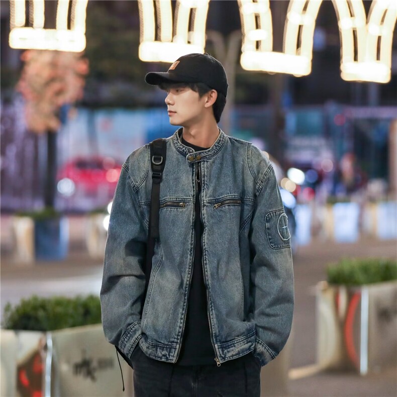 高街牛仔外套男士韩版潮流痞帅气2024秋冬季新款ins夹克W5858-P78,男装夹克,星座412-2