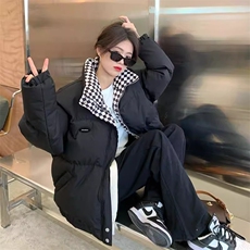 棉服女2025秋冬季新款面包服休闲宽松大码立领短款小个子棉衣外套，男装棉衣，星座1210-1